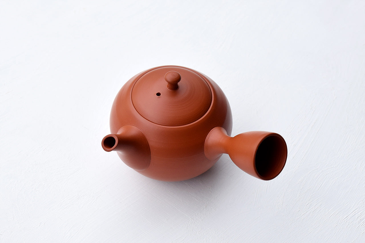 ◆Hokuryu Round Teapot "Shudei (red)" (Gift Set of 2)