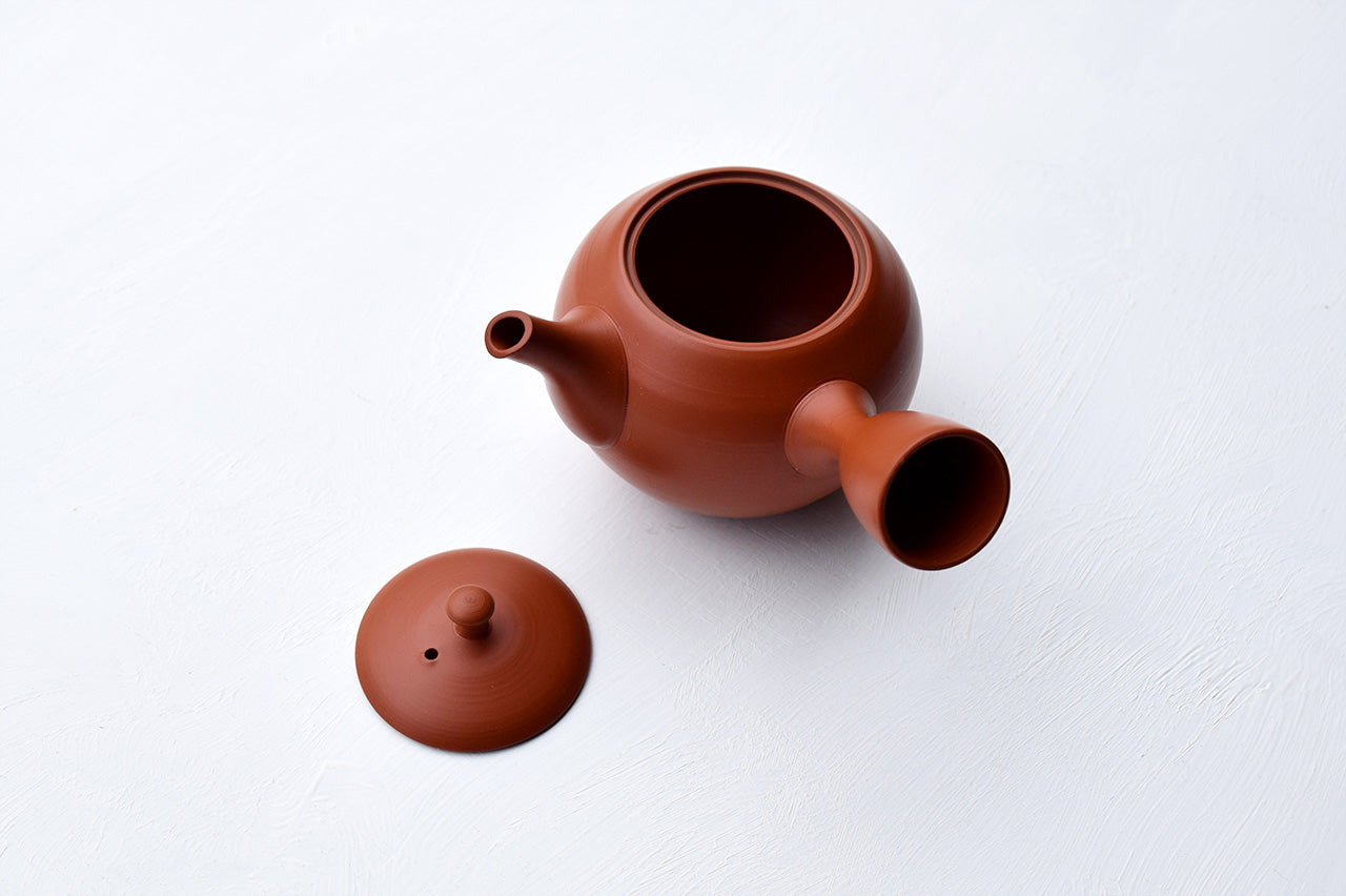 ◆Hokuryu Round Teapot "Shudei (red)" (Gift Set of 2)