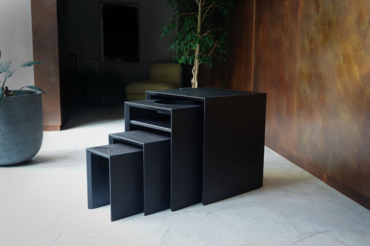 【MTO made-to-order】Ryurei-joku 4-piece Set (a set of tea service tables and chairs) Dark Brown