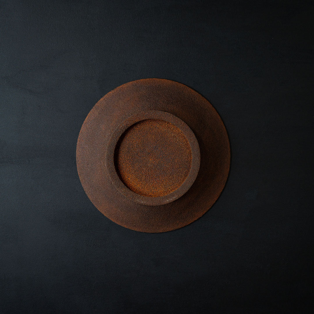 ●25-KF Sabi-urushi Deep Plate 21cm Red