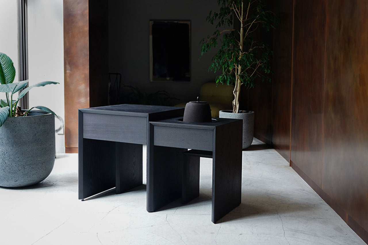【MTO made-to-order】Ryurei-joku 4-piece Set (a set of tea service tables and chairs) Dark Brown