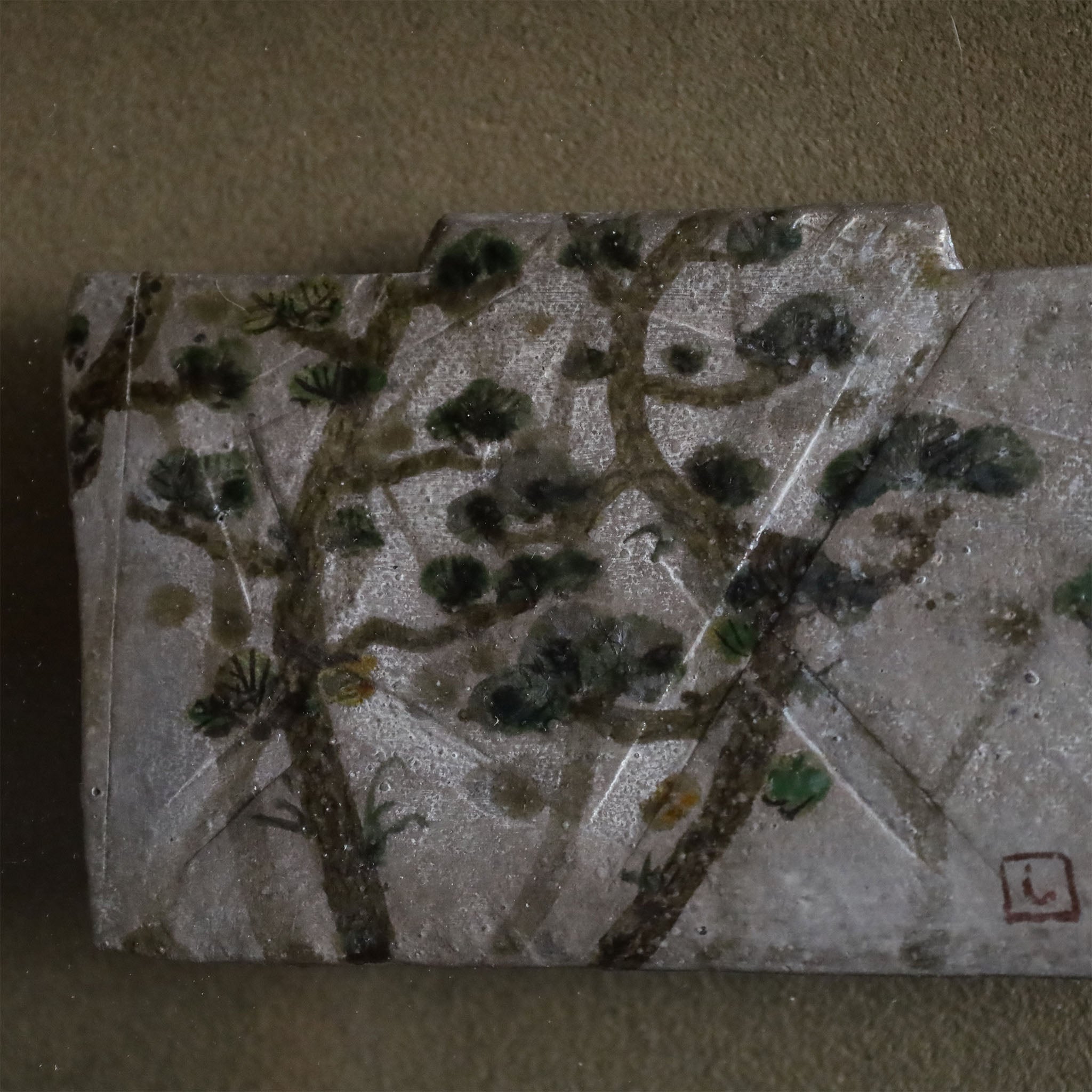●24-TO-60岡晋吾 銀瓷色絵陶板画「松原」