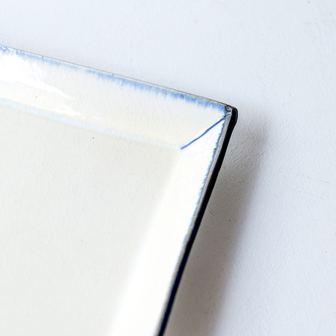 Rectangle Plate 25㎝ x 13.5㎝ Blue Rim