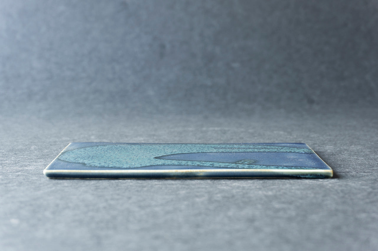 Rectangle Sweets Plate Blue Drip